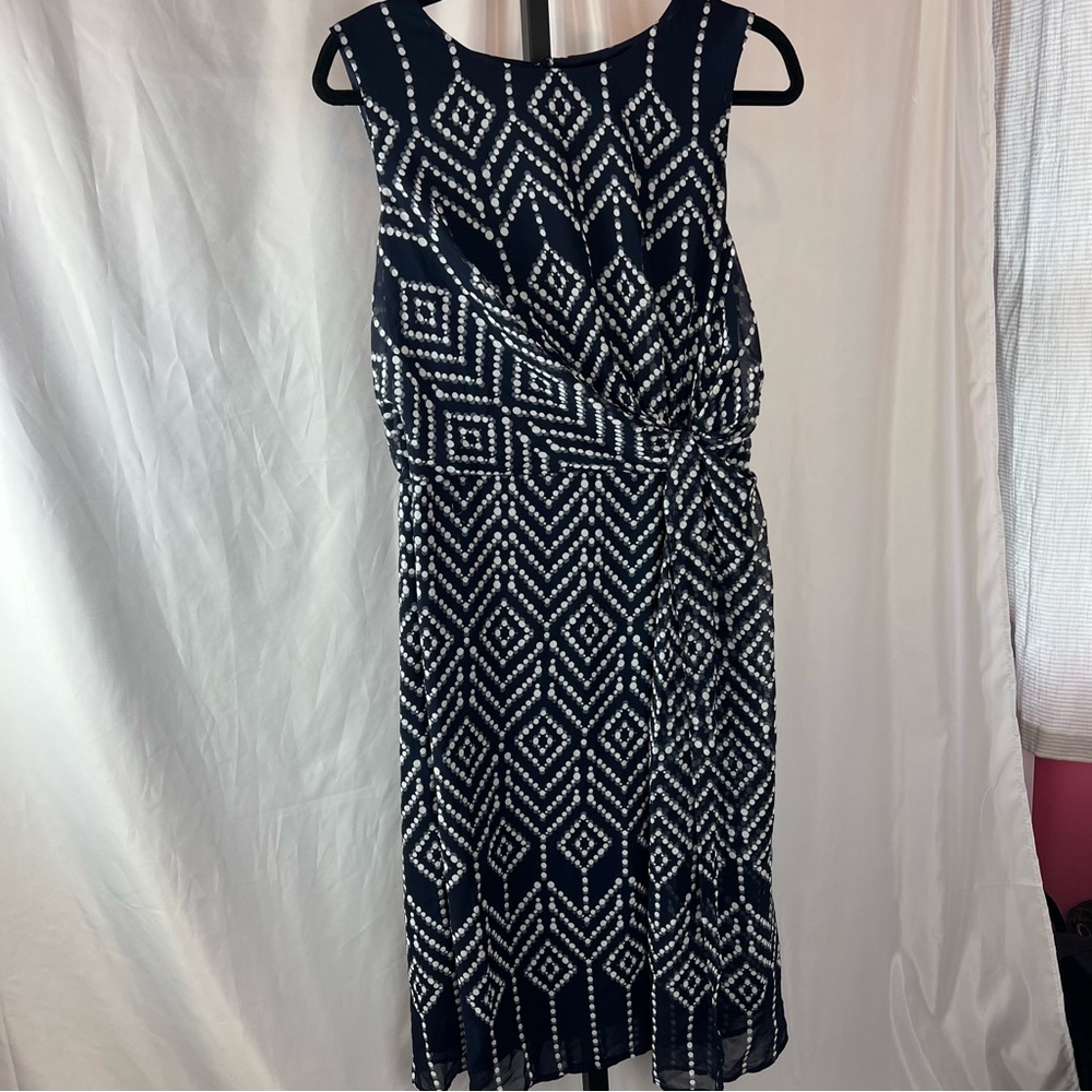 Long Tall Sally Navy Blue and White Sleeveless Dress, size 10
